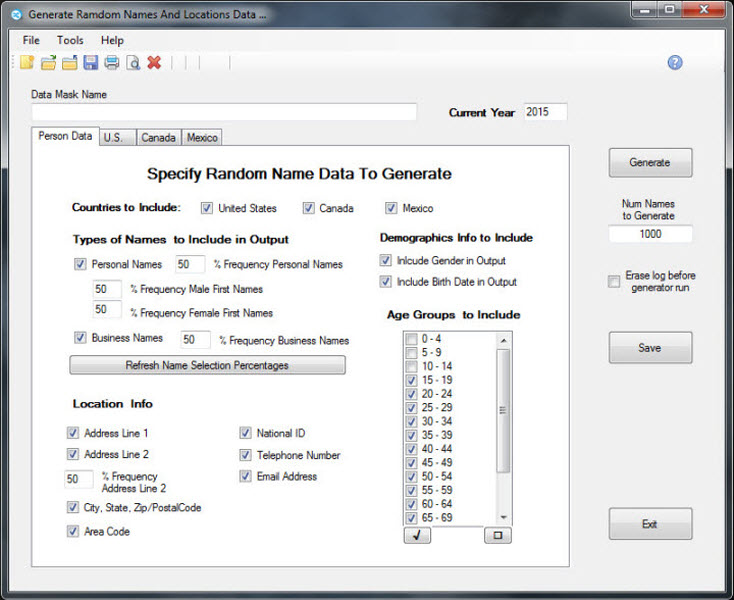 Random names  data generator.